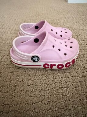 CROCS ballerina and candy Pink Bayaband Clog with Bold Lettering